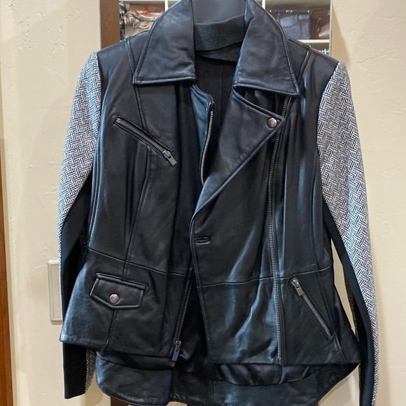Leather and Tweed leather jacket - Picture 1 of 2